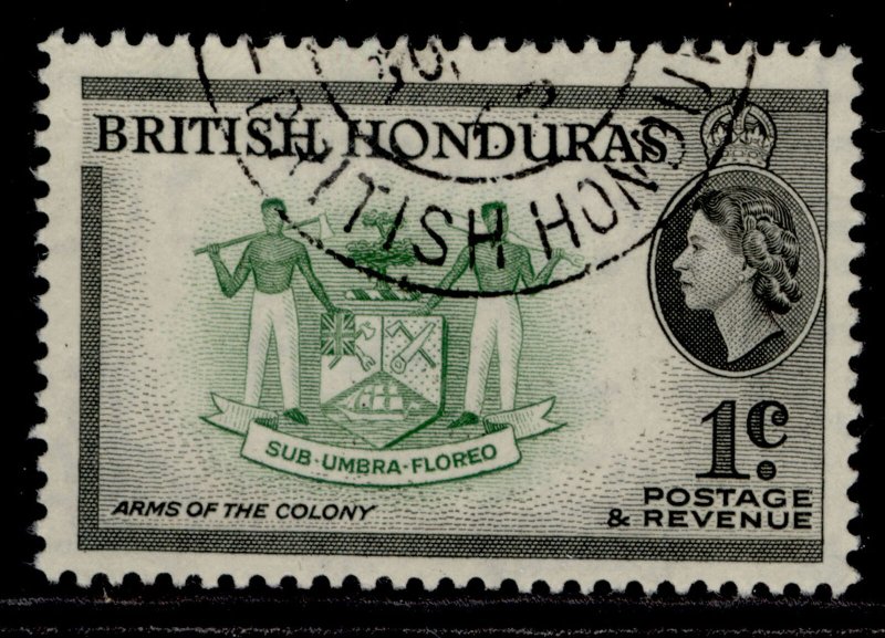 BRITISH HONDURAS QEII SG179a, 1c green & black, FINE USED. 