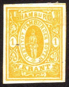 1863, Germany, Hamburger Boten, W. Krantz, Local stamp, MNG