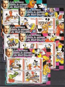 Congo Rep., 2003 issue. W. Disney Cartoons on 5 Chess sheets of 4.