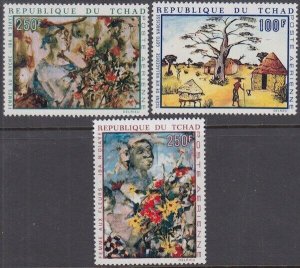 CHAD Sc# C61-3 CPL MNH SET of PAINTINGS by GOTO NARCISSE