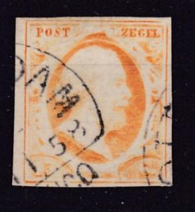 Netherlands 1852 Nr.3 15c orange King William III Four Margin Used Stamp