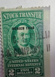 SCOTT #RD128 USED TWO DOLLAR INTERNAL REVENUE STOCK TRANSFER SERIES 1942