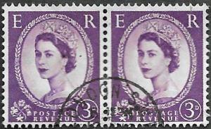 Great Britain Scott 358 - Elizabeth II - Horizontal Pair - Used - 1960