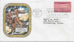 858 FDC, Hand Colored Cache, Statehood Anniversary, Free Insured Shipping;