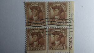 SCOTT # 706 PLATE BLOCK  USED NICE LOOKING