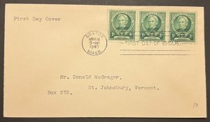 HORACE MANN #869 MAR 14 1940 BOSTON MA FIRST DAY COVER (FDC) BX5