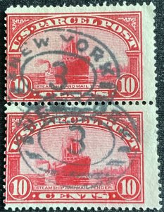 US #Q6 Used Pair Steamship & Mail Tender NY 3 Cancel SCV $6.00 L26