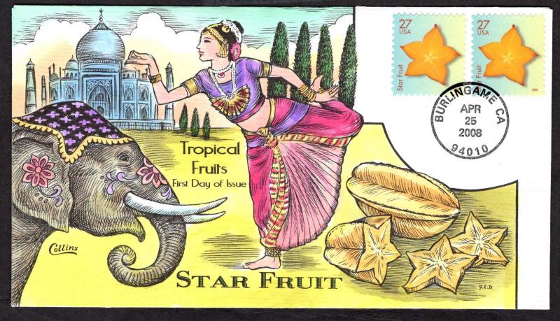 $US FDC SC#4254 & 4256 Burlingame, CA 4/25/2008 Tropical Fruit Collins