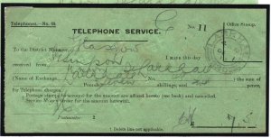 GB SCOTLAND GPO TELEPHONES Receipt 1913 Super *Larkhall 320* CDSs {samwells}K147