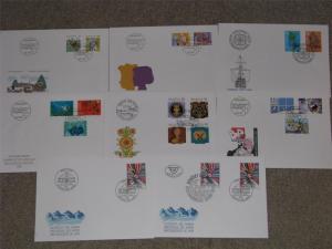 Switzerland, 8 different 1992 FDC`s including Combo with Austria