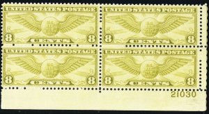 C17, Mint NH 8¢ Plate Block of Four CV $37.50