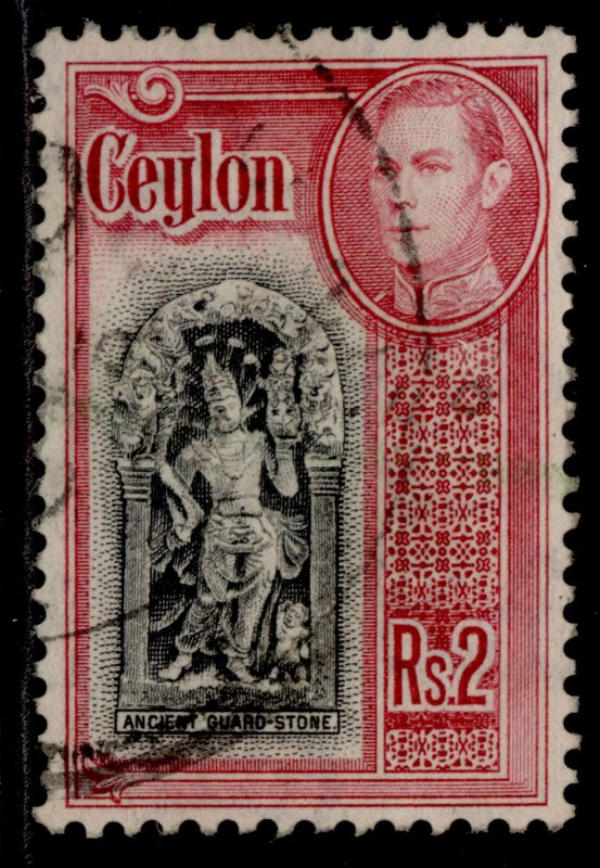 CEYLON GVI SG396, 2r black & carmine, FINE USED.