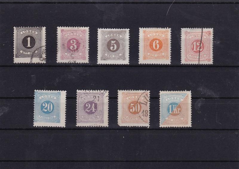 sweden 1874 postage dues stamps used+unused  cat £200   ref 7089