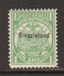 Swaziland Sc 5 MNH. 1889 1sh Coat of Arms perf 12