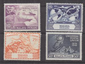 PENANG, MALAYSIA, 1949 UPU set of 4, heavy hinged mint.