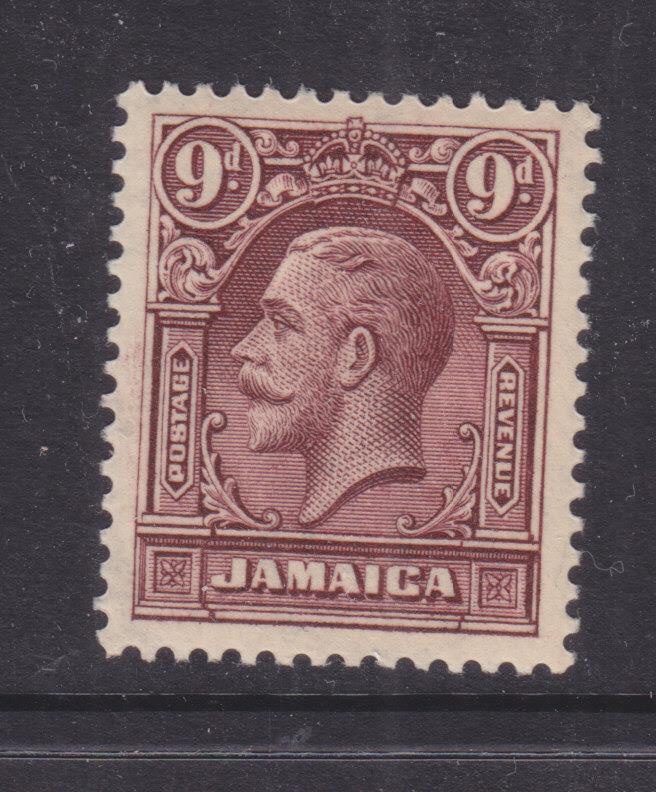 JAMAICA, 1929 KGV 9d. Maroon, lhm.