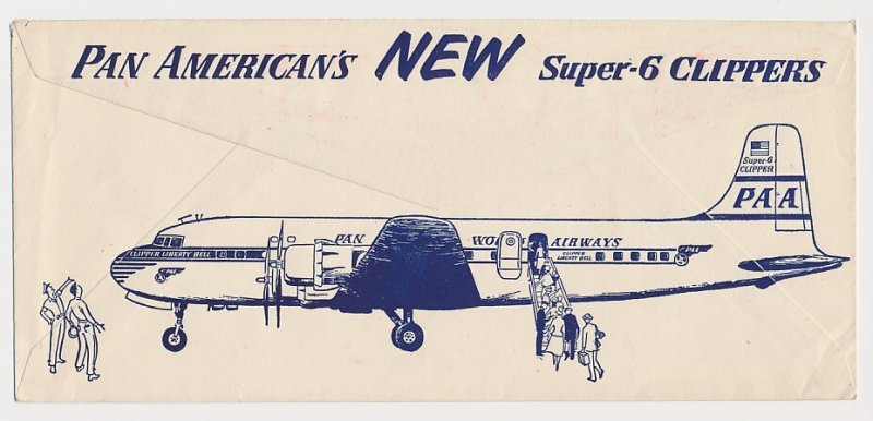 Illustrated meter cover GB / UK 1952 Pan American World Airways - Super 6 Clippe