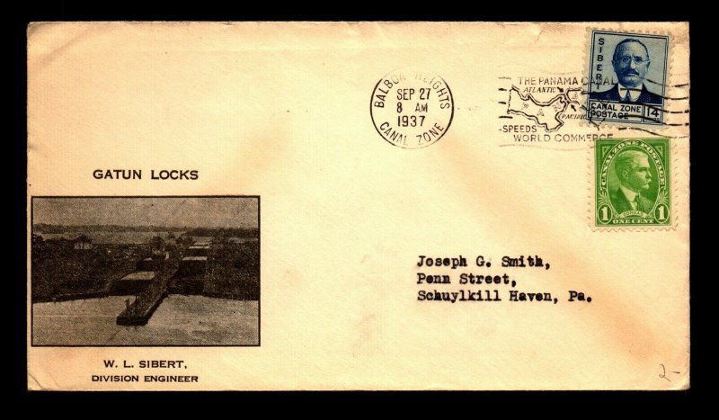 Canal Zone 1937 Cover - Gatun Locks Cachet - L32936