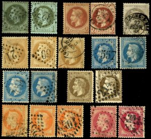 France #29-36 Napoleon III Color Variations Postage Stamp Collection Europe Used