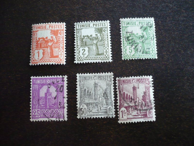 Stamps - Tunisia - Scott# 74,75,77,82,87,97 - Used Part Set of 6 Stamps