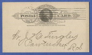 1887 UX9 /S8 1c Postal Card, BOSTON MASS American Machine Cancel