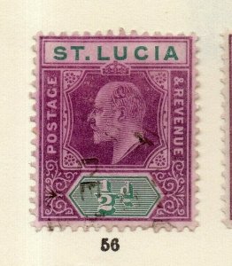 St Lucia 1904 Early Issue Fine Used 1/2d. NW-170475