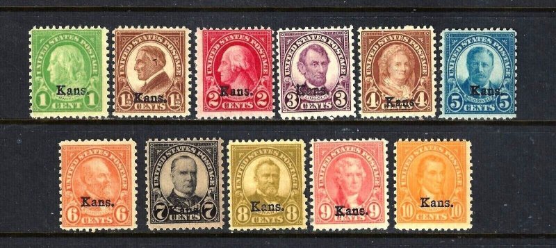 658-668 US KANSAS OVERPRINTS MINT-SET-FINE-VF 