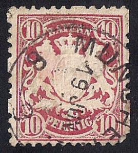 Bavaria #63 10 PF Coat of Arms Stamp used F-VF