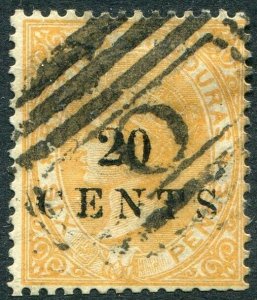 BRITISH HONDURAS-1888 20c on 6d Yellow Sg 28 AVERAGE USED V48341