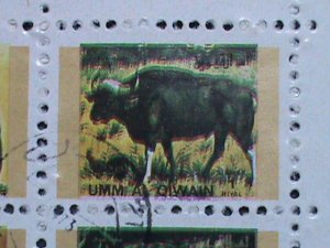 UMM AL QIWAIN- WORLD ENDANGER  ANIMALS CTO MINI SHEET VERY FINE
