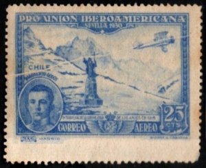 1930 Spain Scott #- C52 25 Centesimo Dagoberto Godoy And Pass Over Andes Unused