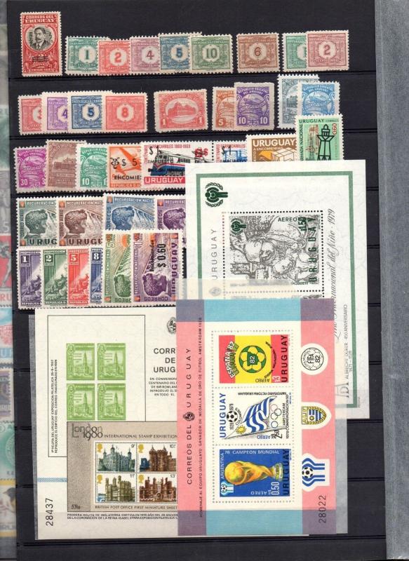 Uruguay MNH stamp collection lot 1898 to 1990 $$ regular + air mail + blocks BOB