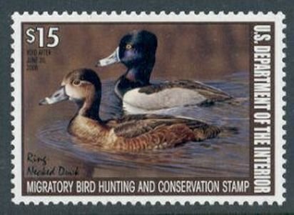 US Stamp #RW74 MNH Pair of Ring-Necked Ducks on the Water From A Press Sheet.