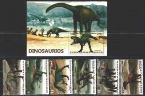 Cuba. 2016. 6054-59, bl333. Dinosaurs. MNH. 