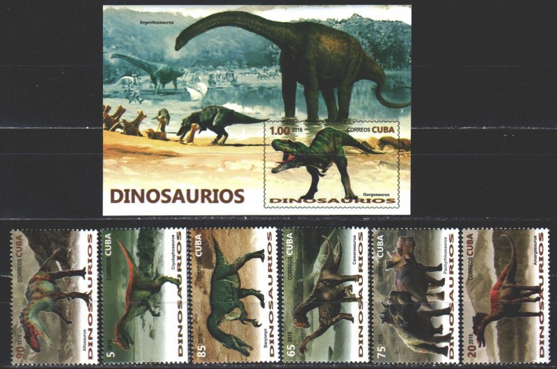 Cuba. 2016. 6054-59, bl333. Dinosaurs. MNH. 