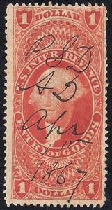 #R67C 1 Dollar Entry of Goods Revenue  Stamp used F-VF