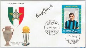 65610 - AJMAN - 1968 FDC Envelope FOOTBALL Cover - INTER: Tarcisio Burgnich-