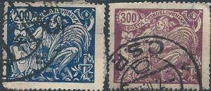 Czechoslovakia 93 & 94 (used, thins) 200h & 300h agriculture & science (1923)