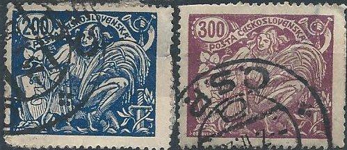 Czechoslovakia 93 & 94 (used, thins) 200h & 300h agriculture & science (1923)