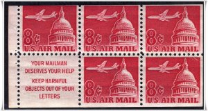 SC#C64b 8¢ Jet & Capitol Dome Booklet Pane: Untagged; Slogan 1 (1962) MNH