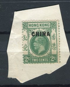 HONG KONG; 1920s early GV ' CHINA ' Optd unused 2c. stuck down to piece