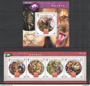 2015 Guinea-Bissau Animals Fauna Year Of The Monkeys Kb+Bl ** Stamps St1037