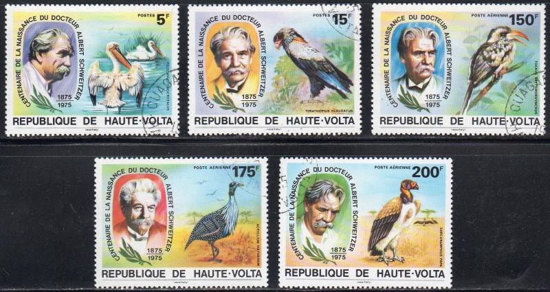 Upper Volta 368-69; C212-14 - Cto - Birds / A. Schweitzer (1975) (cv $2.85)