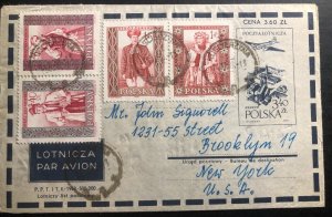 1960 Kuscierzyna Poland Stationery Airmail Cover To Brooklyn NY USA