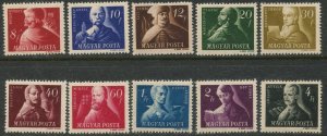 HUNGARY Sc#816-825 1947 Portraits Complete Set OG Mint Hinged