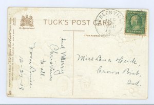 US 357 Bluish green, light cancelled with circled city, time and date.  A New Year card.