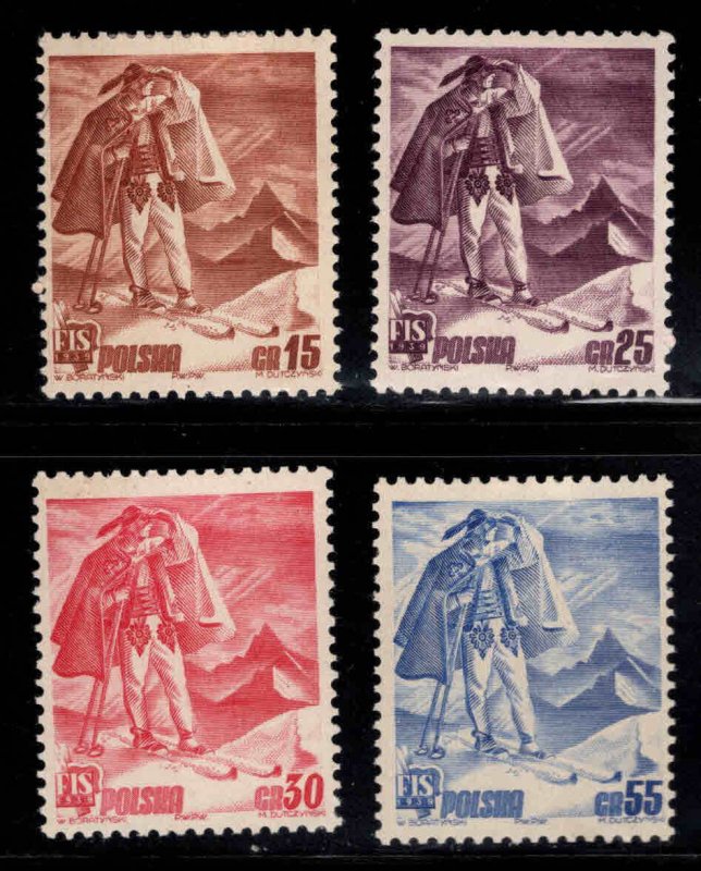 Poland Scott 335-338 MH* stamps from 1939 Intl Ski meet