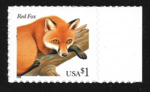 3036a MNH $1 Red Fox, Single, Right Selvage, Free Insured Shipping,