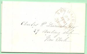 4/23/1852 cover New Haven CT CDS 3 PAID JA Rass City Hotel CP Leverich NY Bow