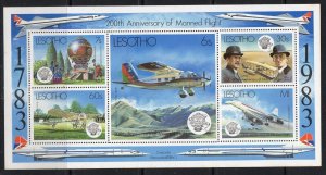 Thematic stamps LESOTHO 1983 MANNED FLIGHT MS549 mint